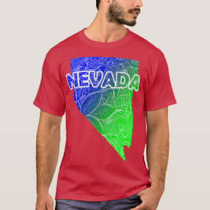 Camiseta Mapa de arte de mandala colorida de Nevada con tex