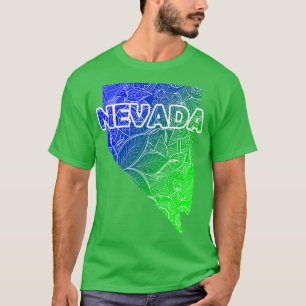 Camiseta Mapa de arte de mandala colorida de Nevada con tex