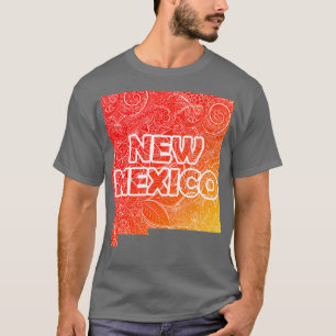 Camiseta Mapa de arte de mandala colorida de Nuevo México c
