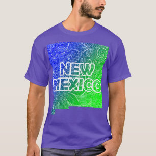 Camiseta Mapa de arte de mandala colorida de Nuevo México c