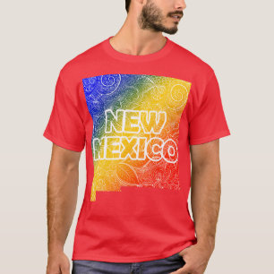 Camiseta Mapa de arte de mandala colorida de Nuevo México c