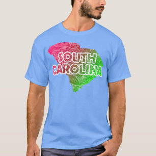 Camiseta Mapa de arte de mandala colorida de South olina co