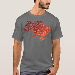 Camiseta Mapa de arte de mandala colorida de Ucrania con te
