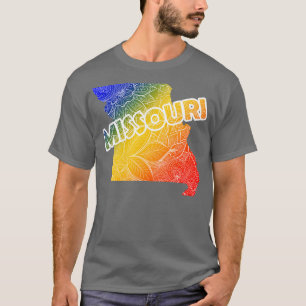 Camiseta Mapa de arte de Mandala colorido de Misuri con tex