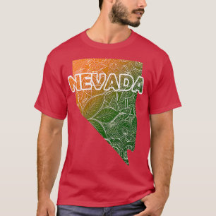 Camiseta Mapa de arte de Mandala colorido de Nevada con tex