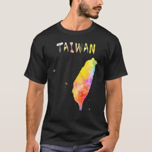 Camiseta Mapa de arte digital de multicolor acuarela Taiwán