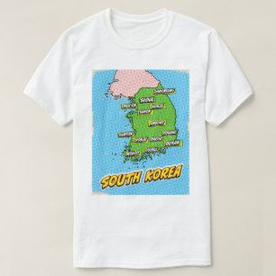 Camiseta Mapa de arte pop ilustrado de Corea del Sur