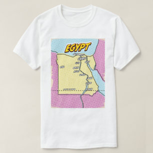 Camiseta Mapa de arte pop ilustrado de Egipto