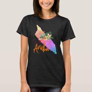 Camiseta Mapa de Aruba Vacaciones Familiares Chicas viaje c