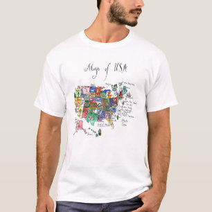 Camiseta Mapa de atracciones de los Estados Unidos de