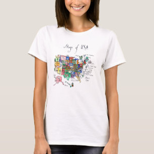 Camiseta Mapa de atracciones de los Estados Unidos de