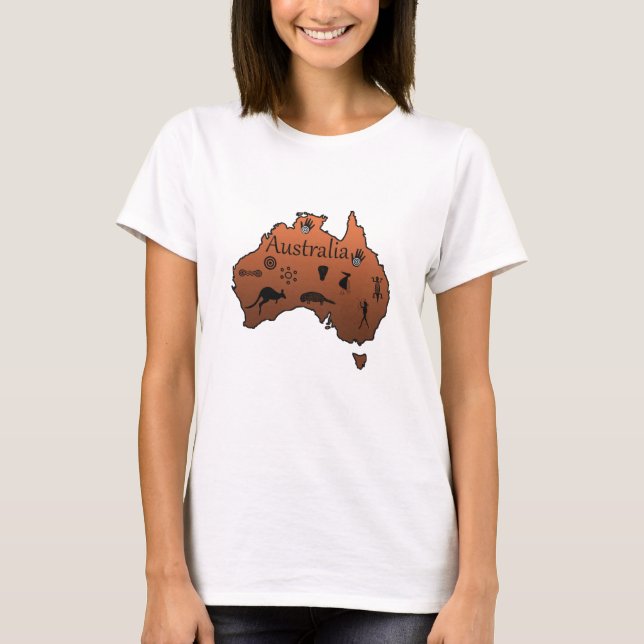 Camiseta Mapa de Australia en el continente australiano (Anverso)