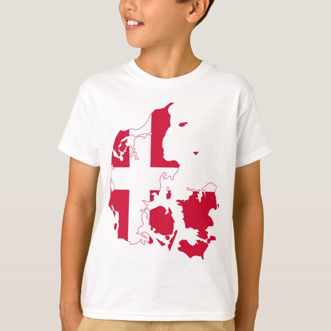 Camiseta Mapa de bandera de Dinamarca (Anverso)