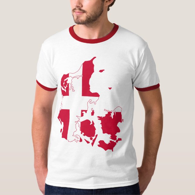 Camiseta Mapa de bandera de Dinamarca (Anverso)