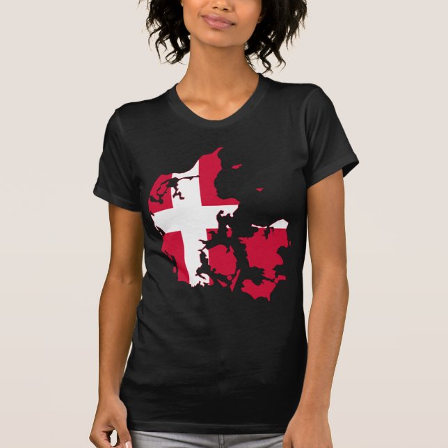 Camiseta Mapa de bandera de Dinamarca DK (Anverso)