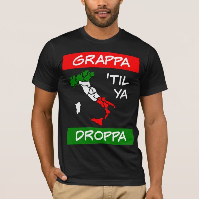 Camiseta Mapa de bandera de Italia de Grappa Til Ya Droppa  (Anverso)