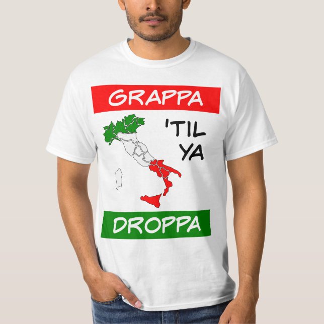 Camiseta Mapa de bandera de Italia de Grappa Til Ya Droppa  (Anverso)