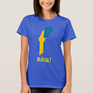 Camiseta Mapa de bandera de Suecia Blågult T-Shirt