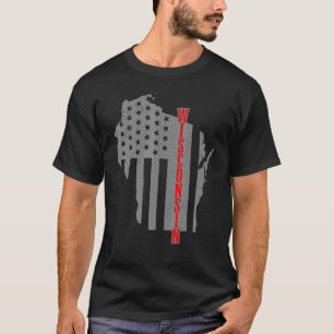 Camiseta Mapa De Bandera Estadounidense De Wisconsin Orgull
