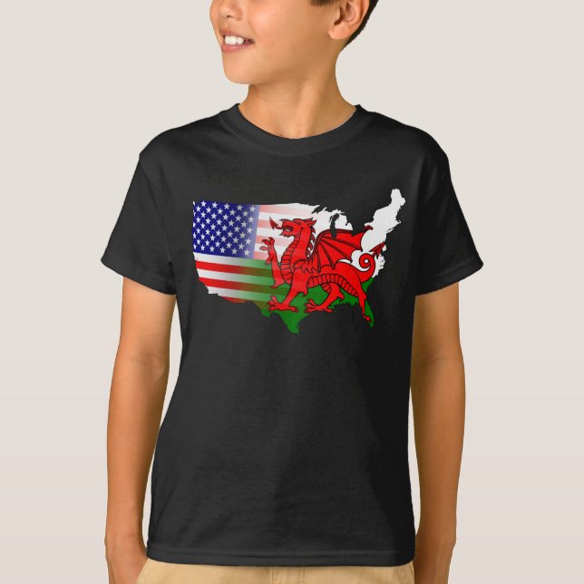Camiseta Mapa de banderas galesas de Estados Unidos (Anverso)