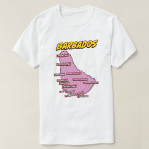 Camiseta Mapa de Barbados ilustrado con arte pop