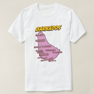 Camiseta Mapa de Barbados ilustrado con arte pop