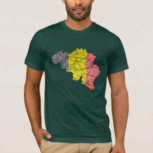 Camiseta Mapa de Bélgica Colores de la Bandera