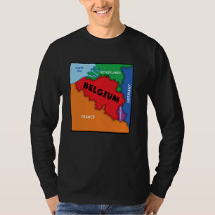 Camiseta Mapa de Bélgica colorido simplificado, recuento de