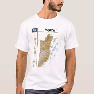 Camiseta Mapa de Belice + Bandera + Título Camisa-T