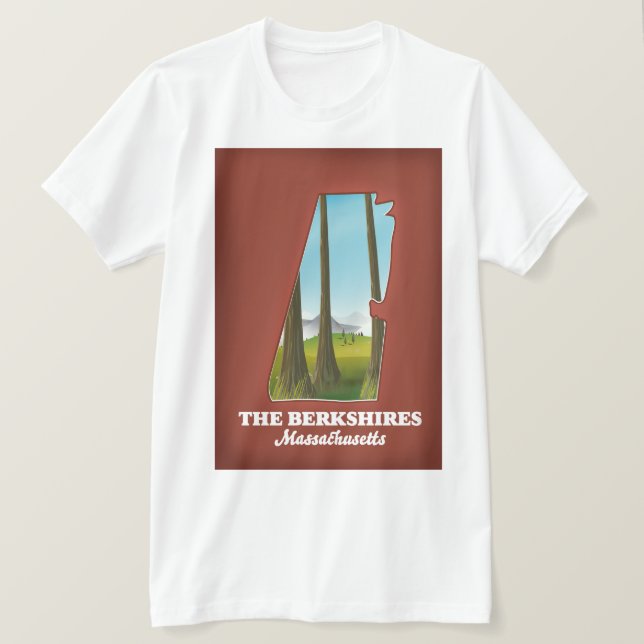Camiseta Mapa de Berkshires Massachusetts (Anverso del diseño)