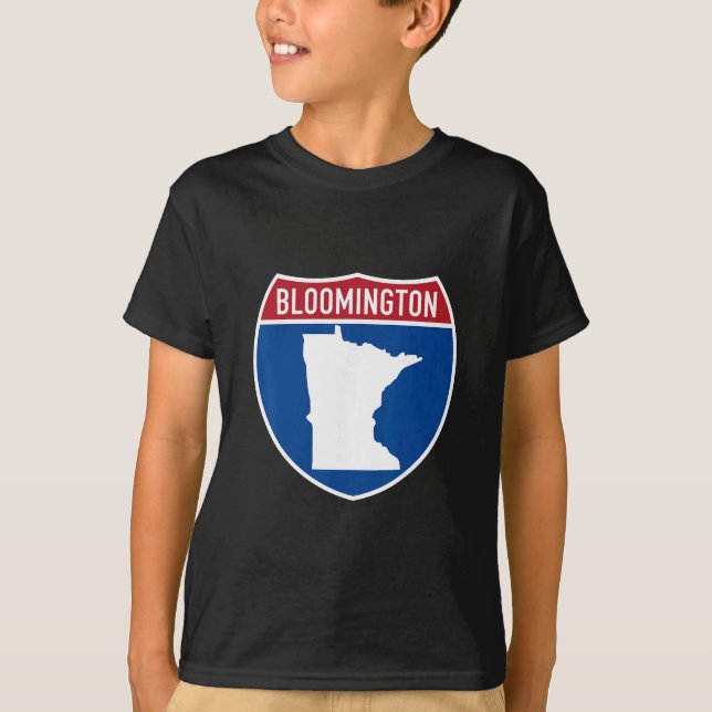 Camiseta Mapa de Bloomington Minnesota Carretera Señal Inte (Anverso)