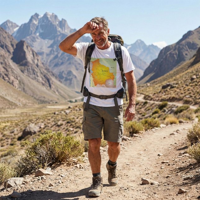 Camiseta Mapa de Bolivia con ciudades y fronteras (Subido por el creador)