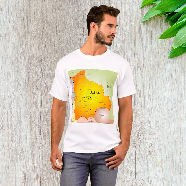 Camiseta Mapa de Bolivia con ciudades y fronteras (Subido por el creador)