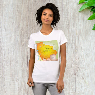 Camiseta Mapa de Bolivia con ciudades y fronteras