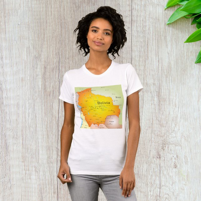 Camiseta Mapa de Bolivia con ciudades y fronteras (Subido por el creador)