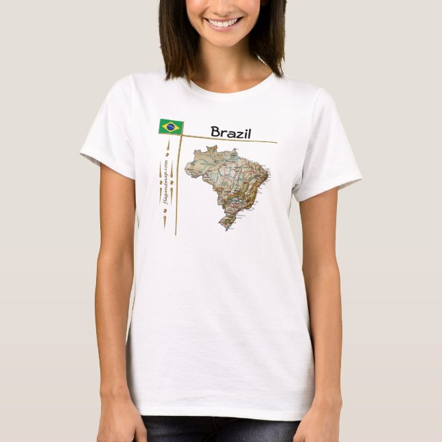 Camiseta Mapa de Brasil + Bandera + Título (Anverso)