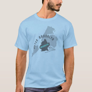 Camiseta Mapa de Brooklyn - azul/gris