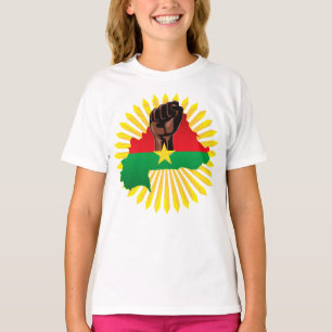Camiseta Mapa de Burkina, bandera y puño de la revolución