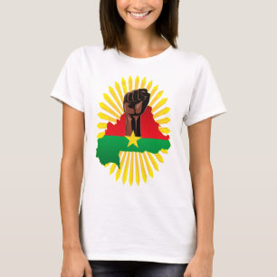 Camiseta Mapa de Burkina, bandera y puño de la revolución
