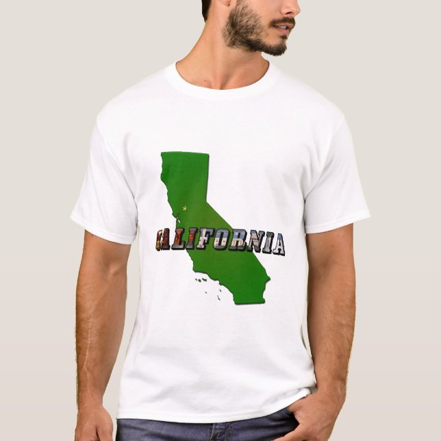 Camiseta Mapa de California y texto de imagen (Anverso)