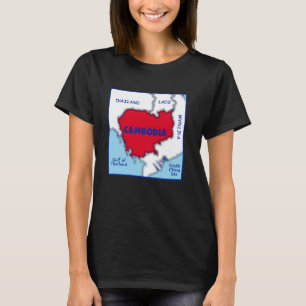 Camiseta Mapa de Camboya con colores de bandera. Países vec