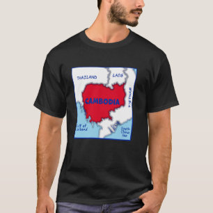 Camiseta Mapa de Camboya con colores de bandera. Países vec