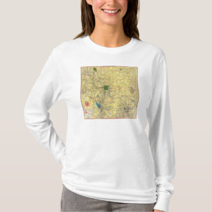 Camiseta Mapa de camino Idaho, Mont, mapa de Wyo