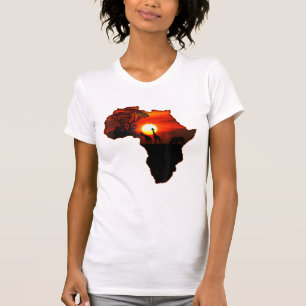 Camiseta Mapa De Camisas De África Tee Sol Sudafricano