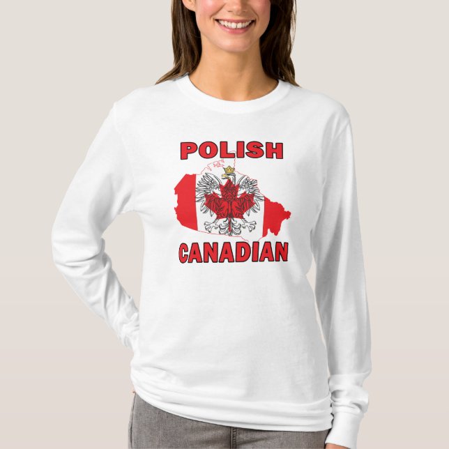 Camiseta Mapa de Canadá con bandera polaca (Anverso)