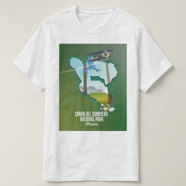 Camiseta Mapa de Canon del Sumidero, méxico (Diseño del anverso)