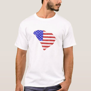 Camiseta Mapa de Carolina del Sur: Bandera estadounidense m