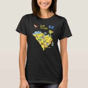 Camiseta Mapa de Carolina del Sur con Desti, las principale