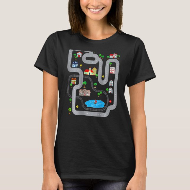Camiseta Mapa De Carreras Pista De Coche De Playmat En La P (Anverso)