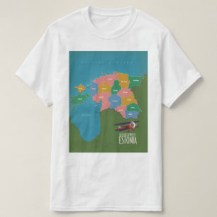 Camiseta mapa de cartel de viaje vintage de Estoni